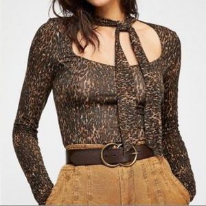 NWOT Free People Wild Thing Leopard Print Top